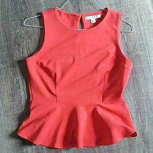 XXI Large Peplum Sleeveless Top Red